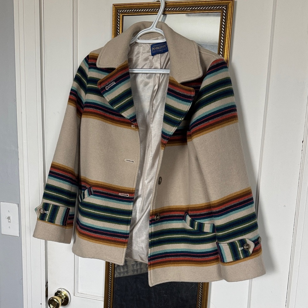 Pendleton Cream Jacket With Multicolor Stripes - image 1